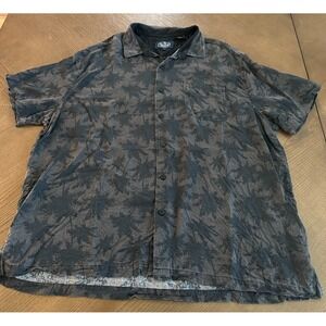 Nat Nast Men's Silk Cotton Hawaiian Shirt Palm Trees Black‎ Gray Shadowed XXL